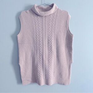 LOFT Cream Cable Knit Turtleneck Sweater Vest S